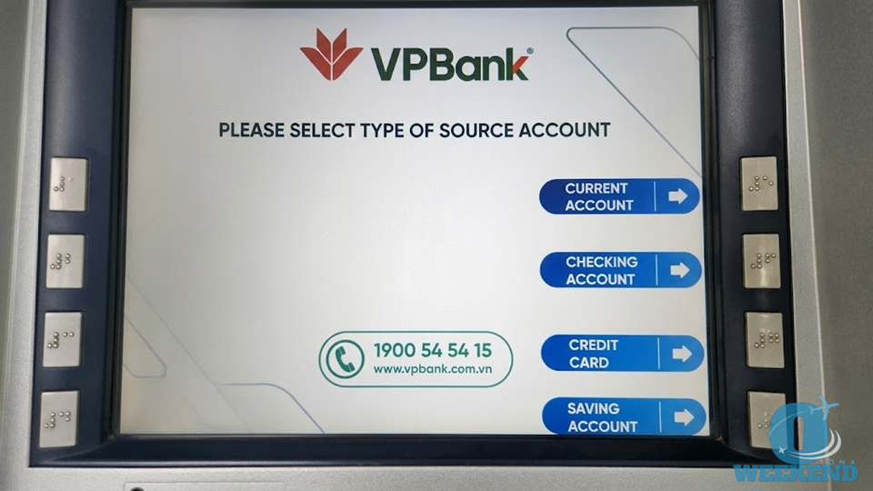 VPBankのATMの口座種別の選択画面